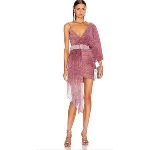 PatBo ombré lurex dress with belt in blue new with tags